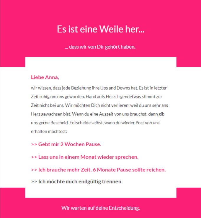 Beispiel für Reaktivierungskampagne