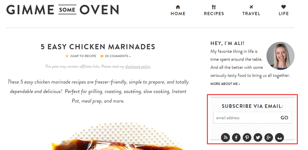 Beispiel Gimmesomeoven sidebar OptIn