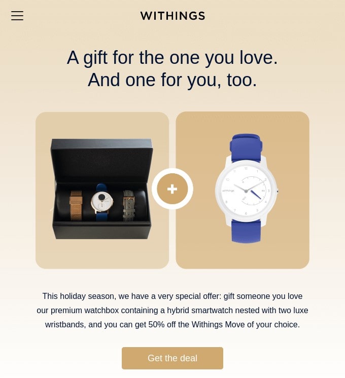 screenshot eines weihnachts-newsletters von withings