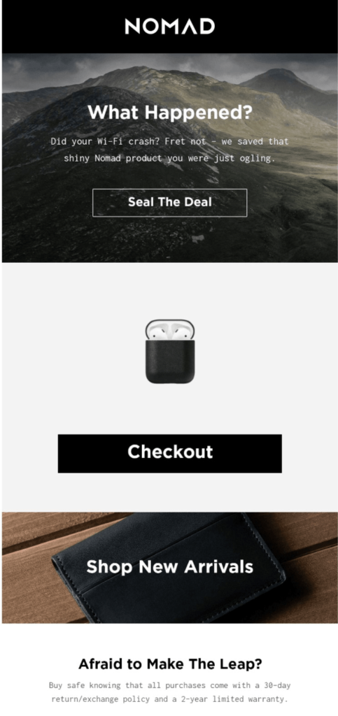 warenkorbabbruchs-mail als beispiel für drip marketing