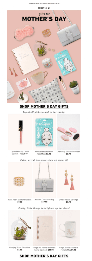 Kampagnenbeispiel zum Muttertag von Forever 21