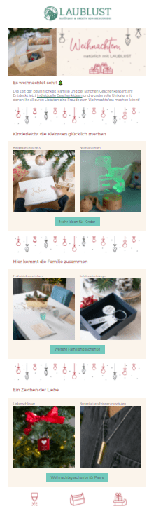 screenshot eines weihnachts-newsletters von laublust