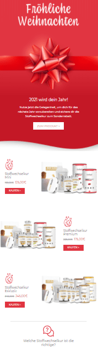 screenshot eines weihnachts-newsletters von vitalbodyplus