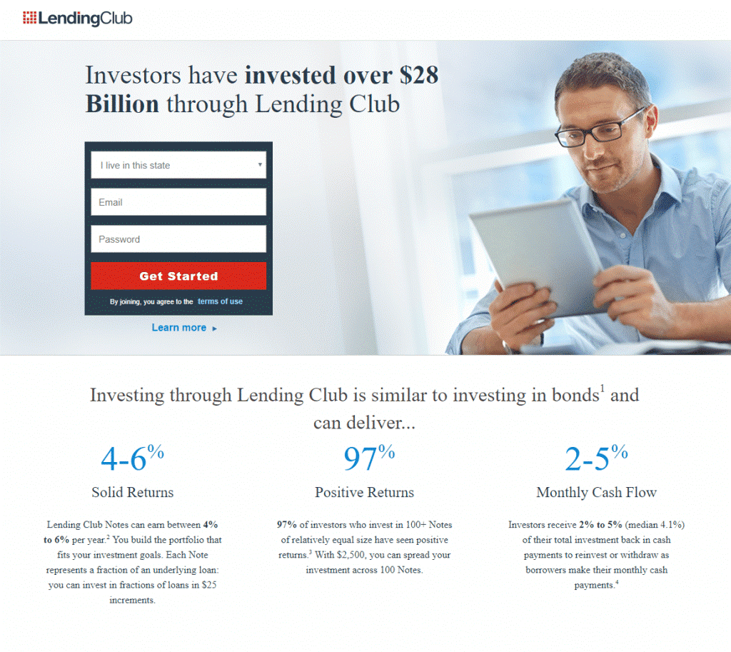 Landingpage-Beispiel für eine Anmeldung