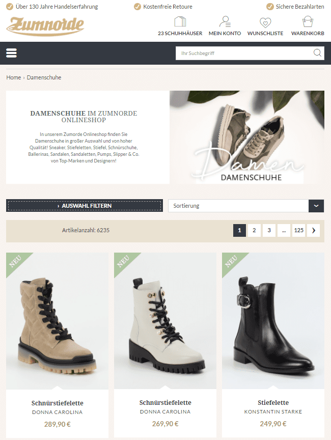 Landingpage-Beispiel für den E-Commerce