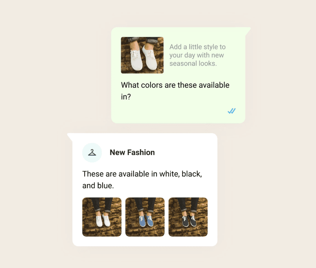 whatsapp chat aus dem bereich fashion frage nach verfügbarkeit von schuhen