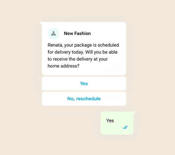 whatsapp chat aus dem bereich fashion transaktionsnachricht zu lieferung
