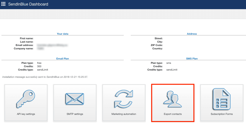 kontakte von joomla nach sendinblue exportieren