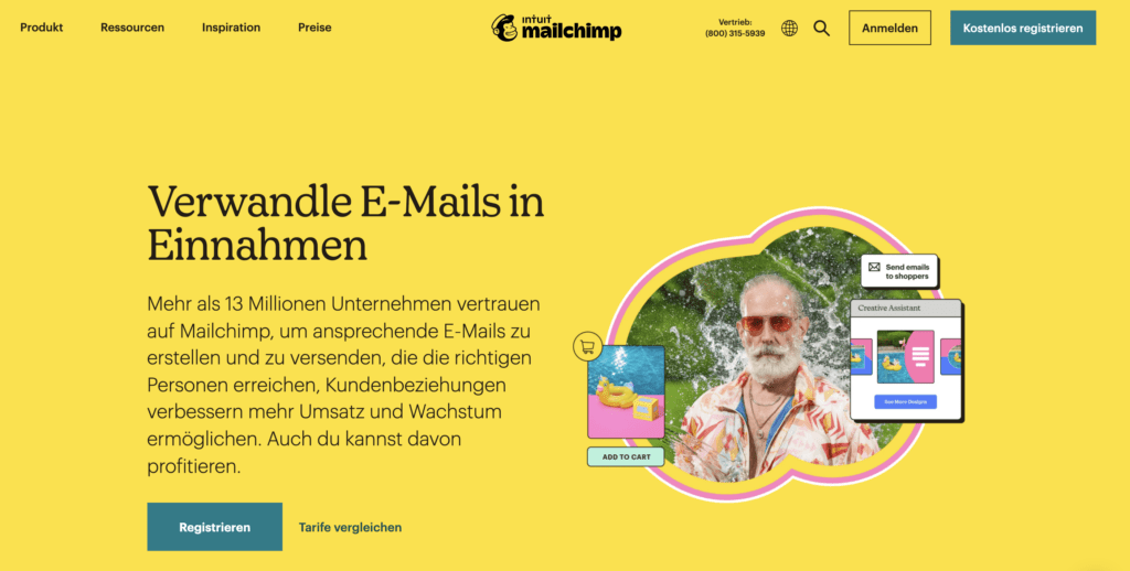 screenshot der cleverreach alternative mailchimp