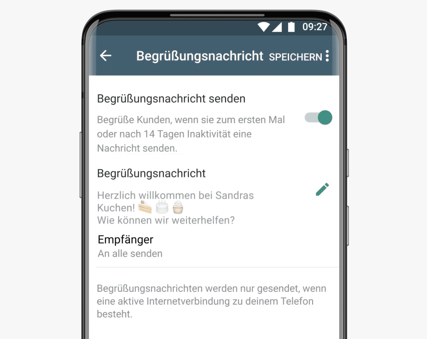 whatsapp automatische antwort screenshot begrüßungsnachricht