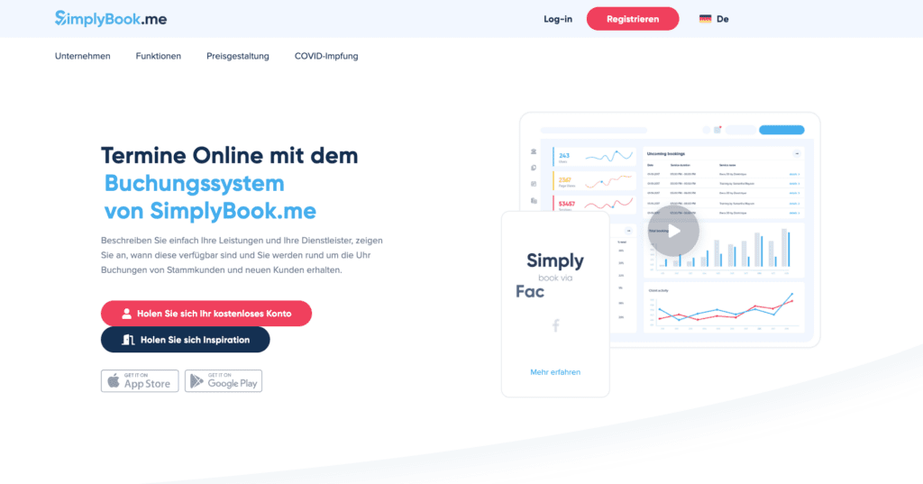 screenshot der calendly alternative simplybookme