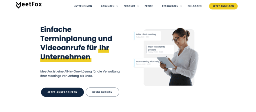 screenshot der calendly alternative meetfox