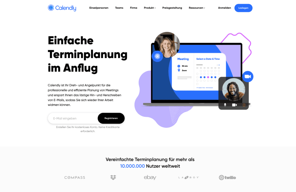 calendly screenshot online termine buchen
