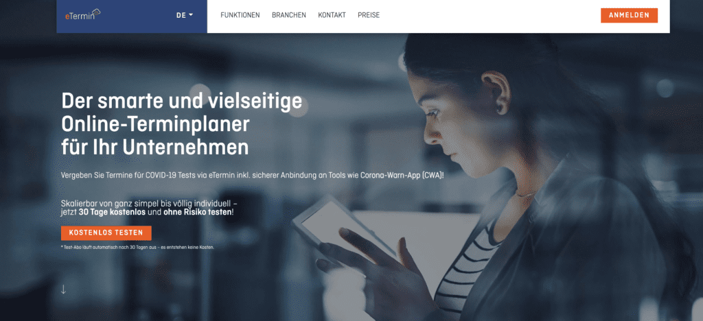etermin screenshot online termin buchen