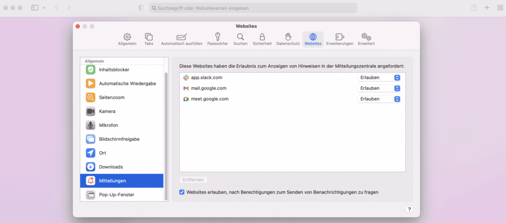 screenshot safari push nachrichten deaktivieren