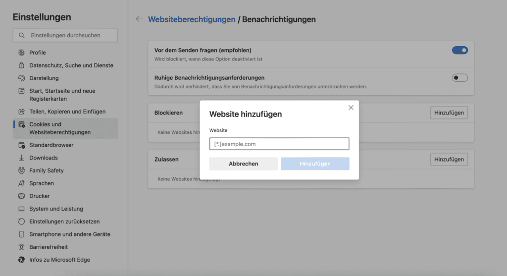 screenshot edge push nachrichten deaktivieren
