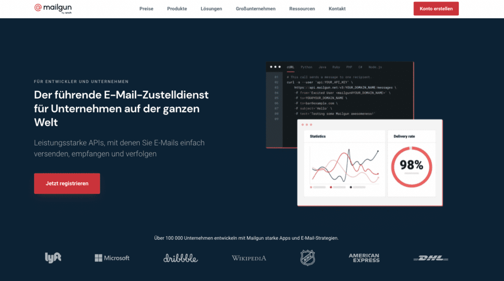 7 SendGrid-Alternativen, Beispiel Mailgun