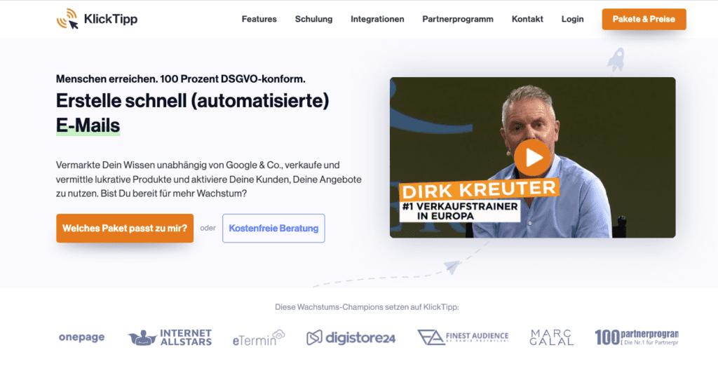 screenshot der cleverreach alternative klicktipp
