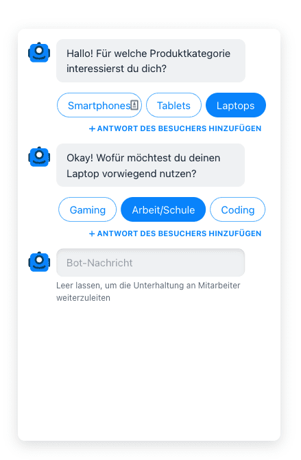 beispiel einer chatbot unterhaltung aus dem marketing