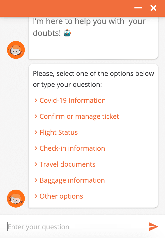 chatbot-beispiel von gol airlines - faqs beantworten