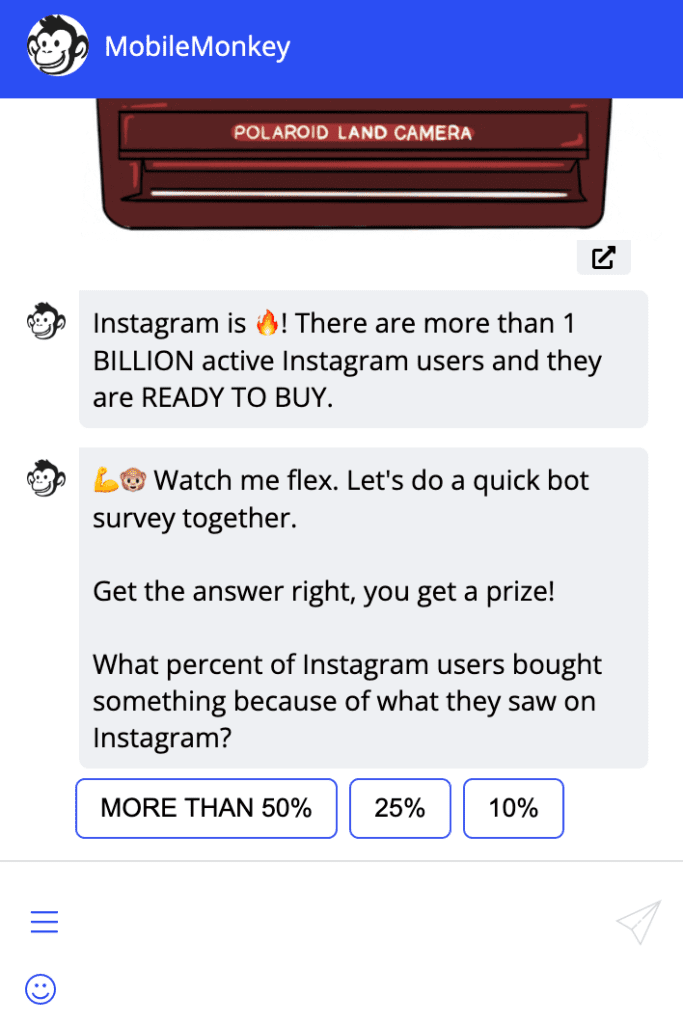 chatbot-beispiel von mobile monkey - quiz