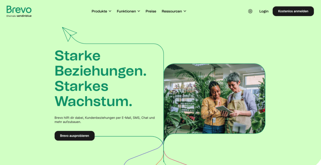 Homepage von Brevo: Dank CRM Automation bieten wir bei Brevo eine ganzheitliche CRM-Suite an.