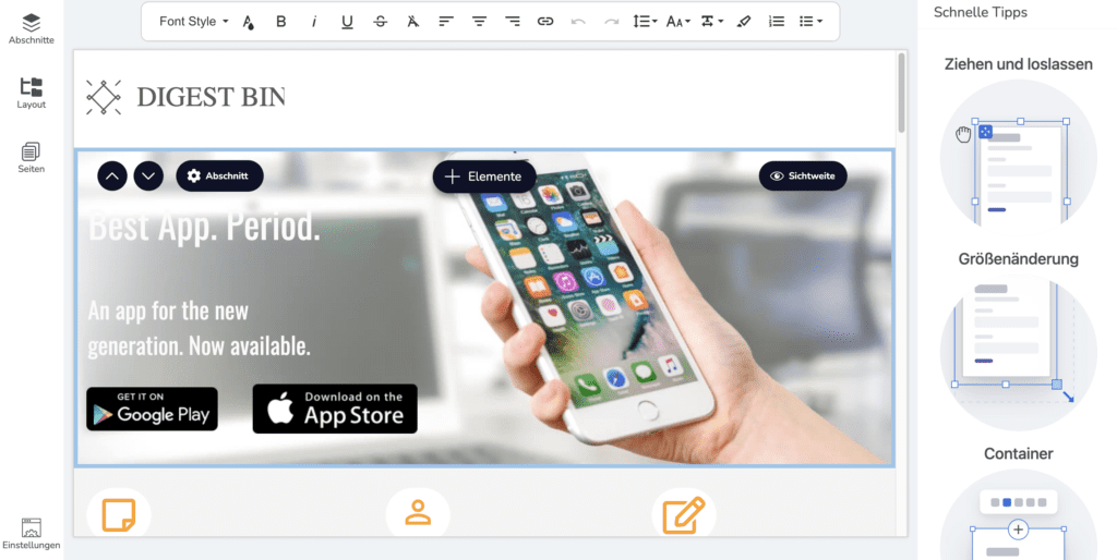 landingpage erstellen mit brevo: definiere die struktur