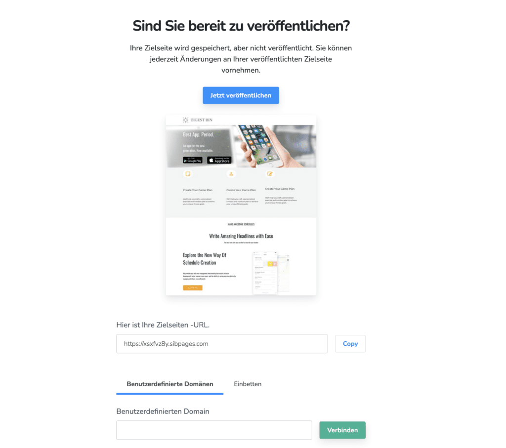 landingpage erstellen mit brevo: veröffentliche deine seite