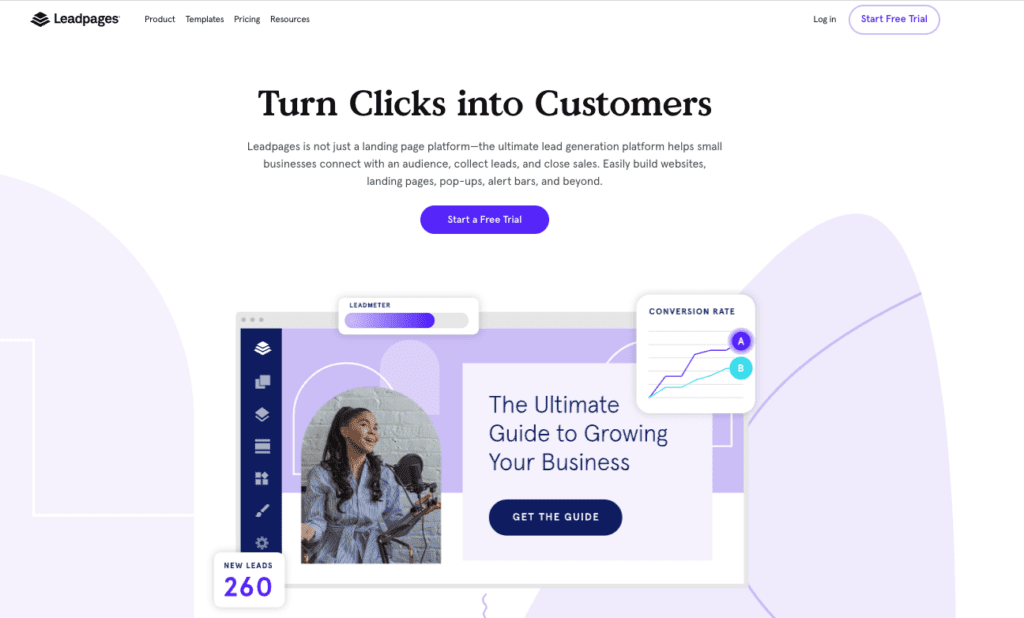 screenshot des landingpage builders leadpages
