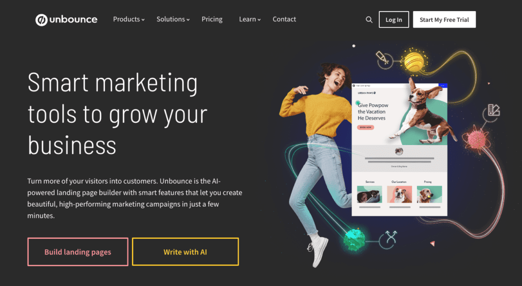 screenshot des landingpage builders unbounce