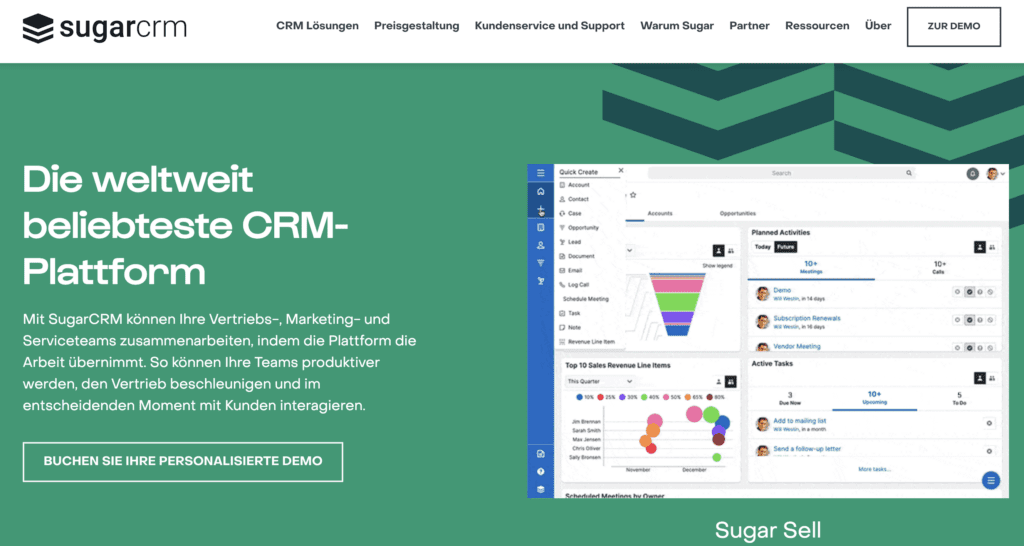 screenshot der salesforce alternative sugarcrm