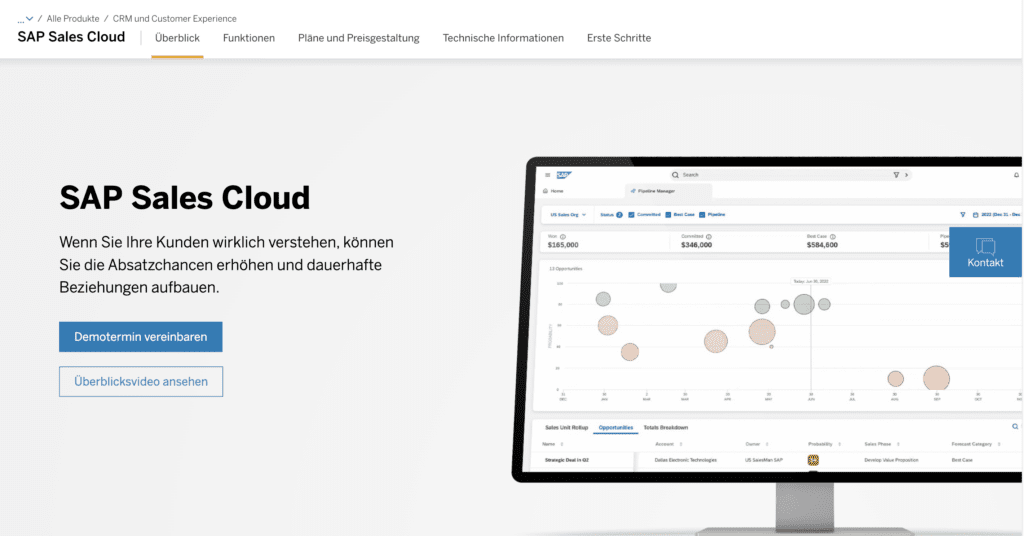 screenshot der microsoft-dynamics-365-alternative sap