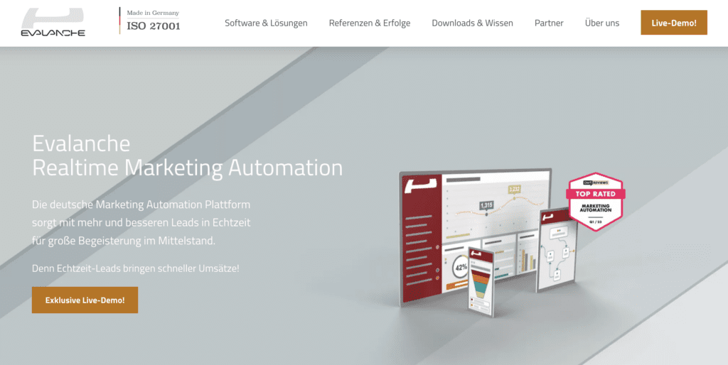screenshot der marketing automation software evalanche