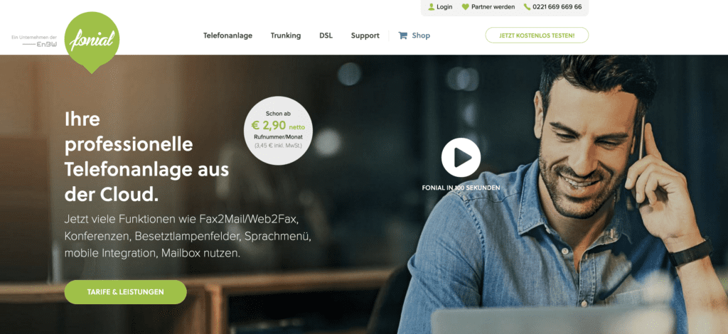 screenshot des voip-anbieters fonial