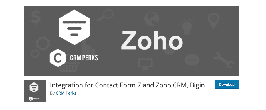 screenshot des wordpress crm plugins contact form 7 zoho