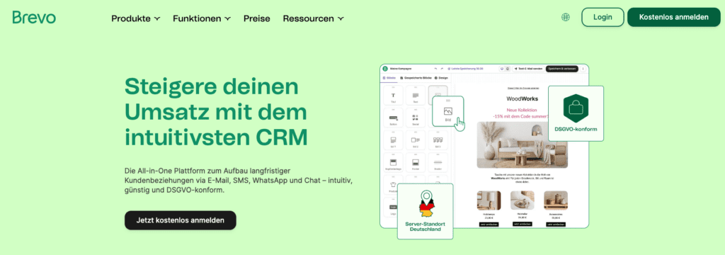 die besten crms für start-ups, screenshot brevo