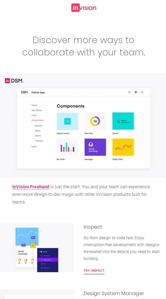 Email by InVision with relevant content based on the user's activity