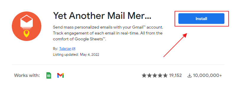 adding the Yet Another Mail Merge add-on