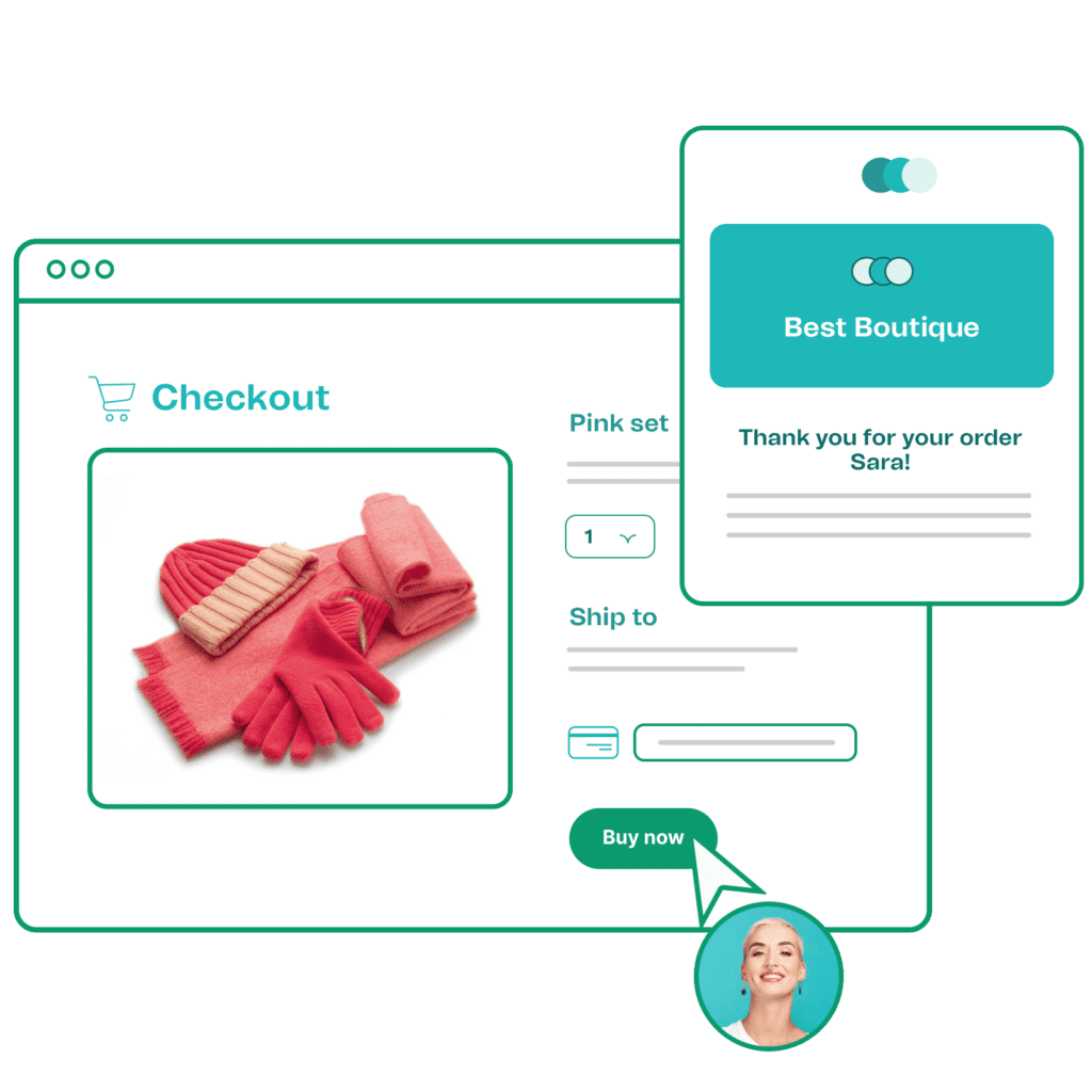 Email API showing a confirmation transactional email for a purchase on a website.
