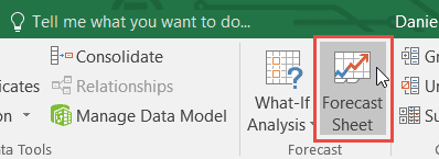 ورقة التنبؤ في Excel