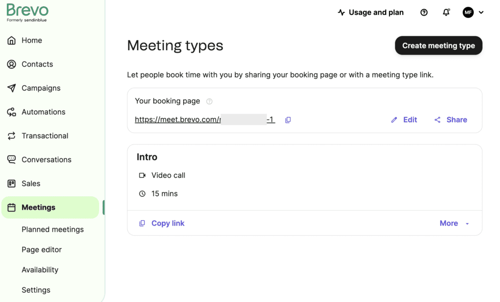 creating a meeting