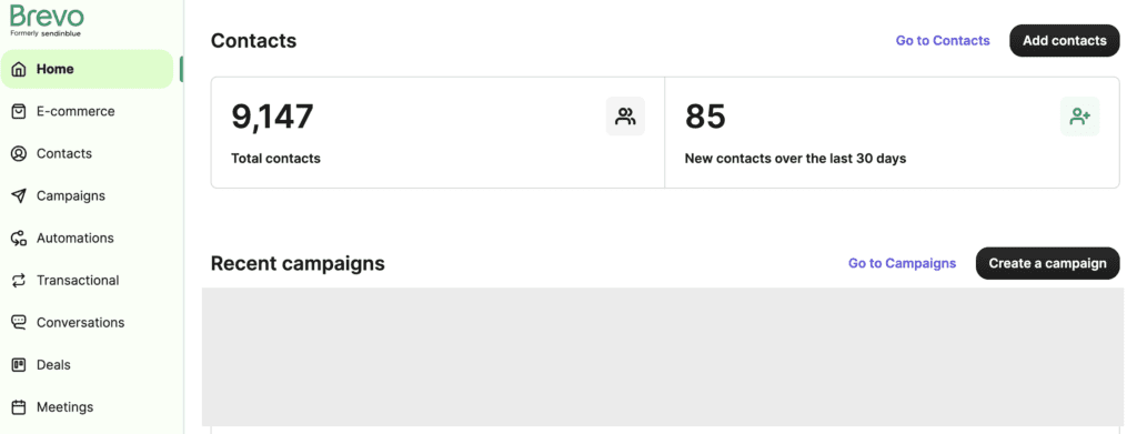 Salesforce competitor Brevo CRM dashboard.