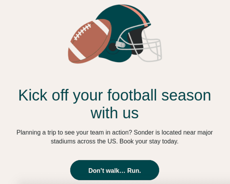 Email marketing cta example don't walk, run
