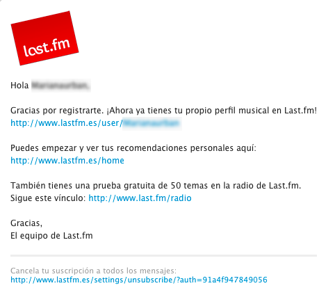 email bienvenida
