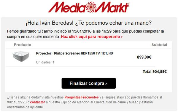 email carrito abandonado