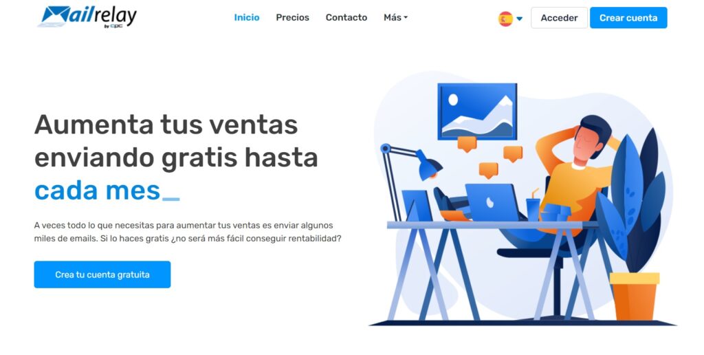 Portada de la web de Mailrelay, plataforma de email marketing.