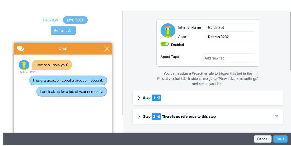 Chat ejemplo de configuración