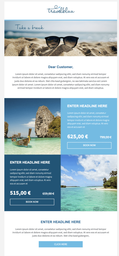 ejemplo de plantilla de newsletter Plantilla email sobre viajes.
