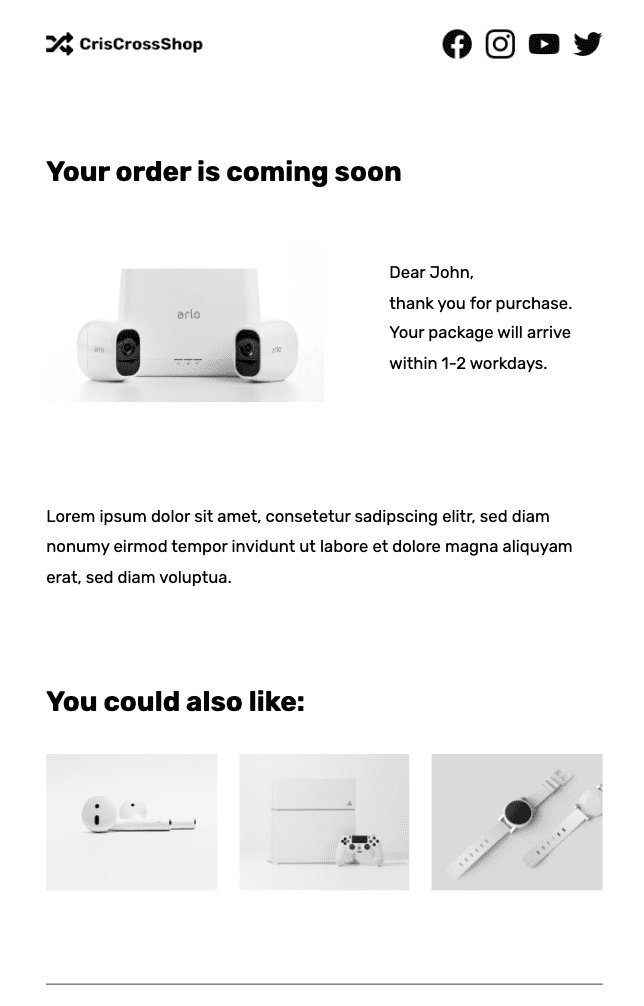 ejemplo de plantilla de newsletter Plantilla email sobre pedido en camino.