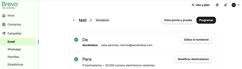programa envío de mailing Demo para programar un mailing masivo.